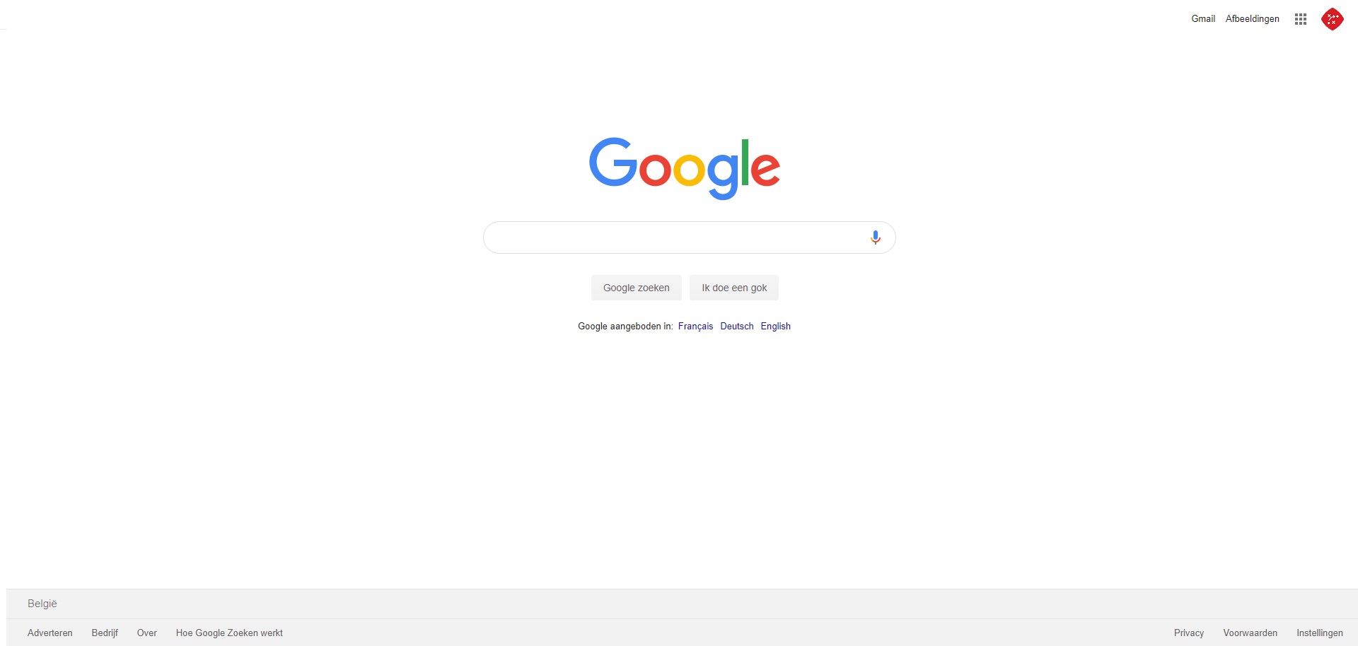 Google, voorbeeld van witruimte op een website