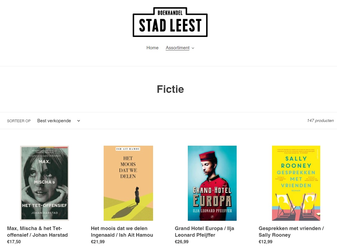 De webshop van boekhandel Stad Leest uit Antwerpen