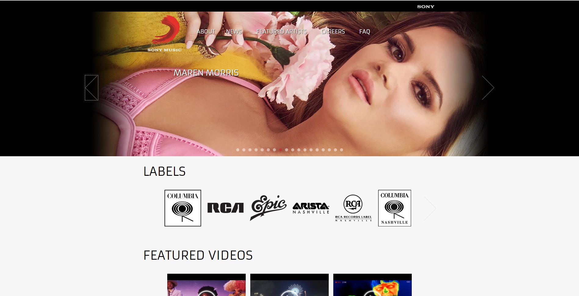 Verrukkelijke website van Sony Music