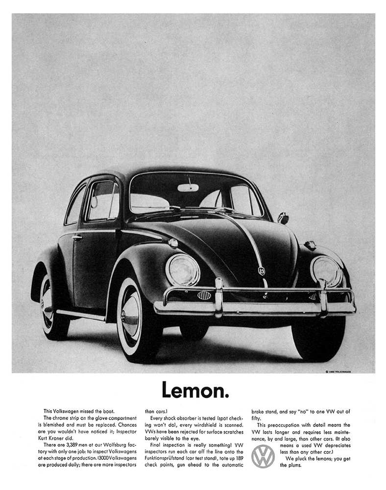 Witruimte in advertentie Volkswagen Lemon