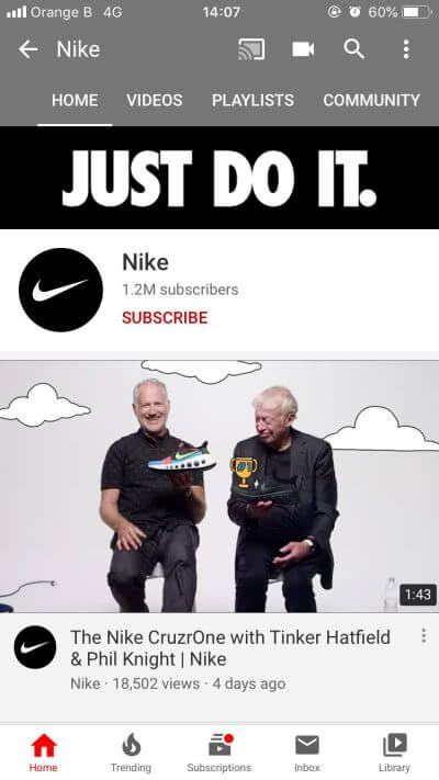 YouTube Nike smartphone