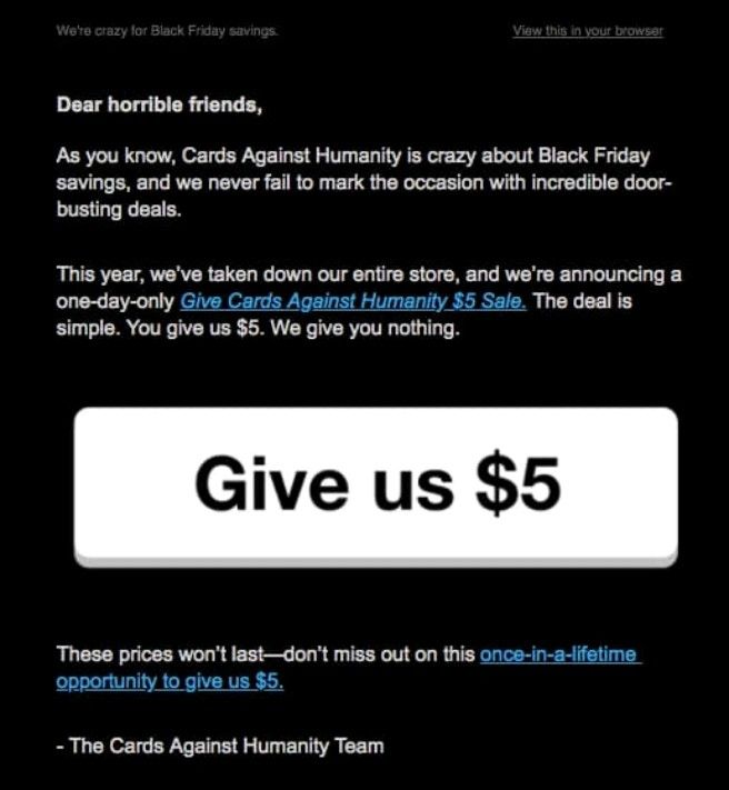 Cards Against Humanity Black Friday deal