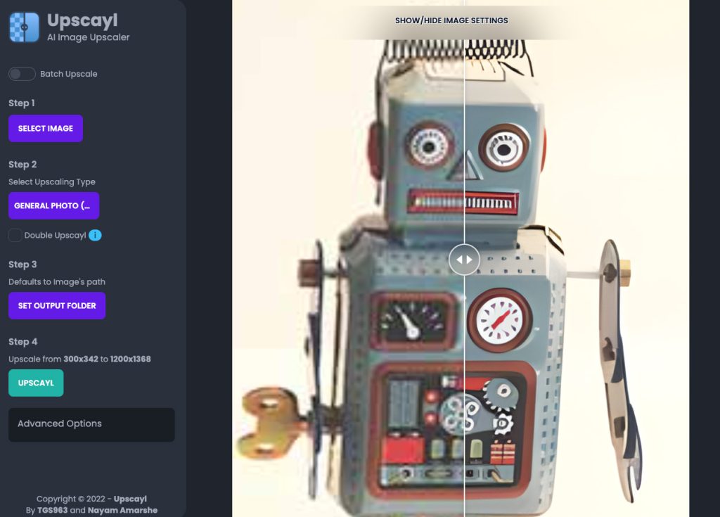 Upscayl robot foto - De beste AI-tools voor ondernemers - Motionmill Strategie